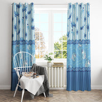 Hawaii Christmas In July Window Curtain Sky Blue Mele Kalikimaka Sea Animals