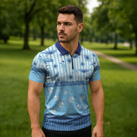 Hawaii Christmas In July Zipper Polo Shirt Sky Blue Mele Kalikimaka Sea Animals DT05 - Polynesian Pride