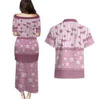 Hawaii Christmas In July Couples Matching Puletasi and Hawaiian Shirt Dusty Pink Mele Kalikimaka Sea Animals DT05 - Polynesian Pride