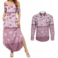 Hawaii Christmas In July Couples Matching Summer Maxi Dress and Long Sleeve Button Shirt Dusty Pink Mele Kalikimaka Sea Animals DT05 Pink - Polynesian Pride