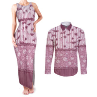 Hawaii Christmas In July Couples Matching Tank Maxi Dress and Long Sleeve Button Shirt Dusty Pink Mele Kalikimaka Sea Animals