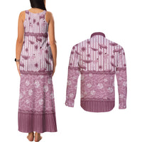 Hawaii Christmas In July Couples Matching Tank Maxi Dress and Long Sleeve Button Shirt Dusty Pink Mele Kalikimaka Sea Animals DT05 - Polynesian Pride