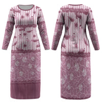 Hawaii Christmas In July Family Matching Long Sleeve Bodycon Dress and Hawaiian Shirt Dusty Pink Mele Kalikimaka Sea Animals DT05 Mom's Dress Pink - Polynesian Pride