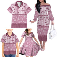 Hawaii Christmas In July Family Matching Off The Shoulder Long Sleeve Dress and Hawaiian Shirt Dusty Pink Mele Kalikimaka Sea Animals DT05 - Polynesian Pride