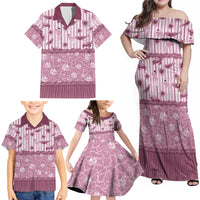 Hawaii Christmas In July Family Matching Off Shoulder Maxi Dress and Hawaiian Shirt Dusty Pink Mele Kalikimaka Sea Animals