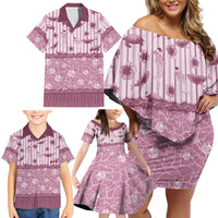 Hawaii Christmas In July Family Matching Off Shoulder Short Dress and Hawaiian Shirt Dusty Pink Mele Kalikimaka Sea Animals DT05 - Polynesian Pride
