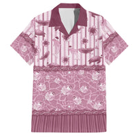 Hawaii Christmas In July Family Matching Off Shoulder Short Dress and Hawaiian Shirt Dusty Pink Mele Kalikimaka Sea Animals DT05 Dad's Shirt - Short Sleeve Pink - Polynesian Pride