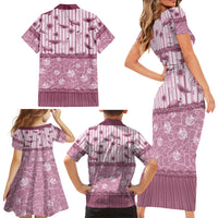 Hawaii Christmas In July Family Matching Short Sleeve Bodycon Dress and Hawaiian Shirt Dusty Pink Mele Kalikimaka Sea Animals DT05 Mom's Dress Pink - Polynesian Pride