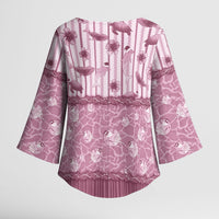Hawaii Christmas In July Kimono Sleeve Blouse Dusty Pink Mele Kalikimaka Sea Animals