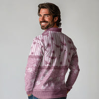 Hawaii Christmas In July Long Sleeve Polo Shirt Dusty Pink Mele Kalikimaka Sea Animals