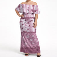 Hawaii Christmas In July Off Shoulder Maxi Dress Dusty Pink Mele Kalikimaka Sea Animals DT05 Women Pink - Polynesian Pride