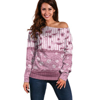 Hawaii Christmas In July Off Shoulder Sweater Dusty Pink Mele Kalikimaka Sea Animals DT05 Women Pink - Polynesian Pride