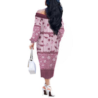 Hawaii Christmas In July Off The Shoulder Long Sleeve Dress Dusty Pink Mele Kalikimaka Sea Animals DT05 - Polynesian Pride