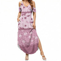Hawaii Christmas In July Summer Maxi Dress Dusty Pink Mele Kalikimaka Sea Animals DT05 Women Pink - Polynesian Pride