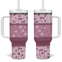Hawaii Christmas In July Tumbler With Handle Dusty Pink Mele Kalikimaka Sea Animals