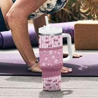 Hawaii Christmas In July Tumbler With Handle Dusty Pink Mele Kalikimaka Sea Animals