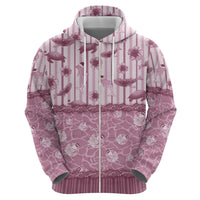 Hawaii Christmas In July Zip Hoodie Dusty Pink Mele Kalikimaka Sea Animals DT05 - Polynesian Pride
