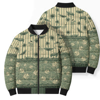 Hawaii Christmas In July Bomber Puffer Jacket Olive Green Mele Kalikimaka Sea Animals