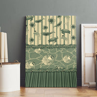 Hawaii Christmas In July Canvas Wall Art Olive Green Mele Kalikimaka Sea Animals