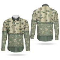 Hawaii Christmas In July Couples Matching Long Sleeve Bodycon Dress and Long Sleeve Button Shirt Olive Green Mele Kalikimaka Sea Animals DT05 - Polynesian Pride