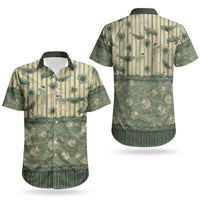 Hawaii Christmas In July Couples Matching Off The Shoulder Long Sleeve Dress and Hawaiian Shirt Olive Green Mele Kalikimaka Sea Animals DT05 - Polynesian Pride