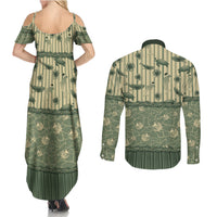 Hawaii Christmas In July Couples Matching Summer Maxi Dress and Long Sleeve Button Shirt Olive Green Mele Kalikimaka Sea Animals DT05 - Polynesian Pride