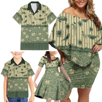 Hawaii Christmas In July Family Matching Off Shoulder Short Dress and Hawaiian Shirt Olive Green Mele Kalikimaka Sea Animals DT05 - Polynesian Pride