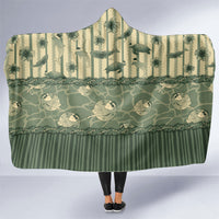 Hawaii Christmas In July Hooded Blanket Olive Green Mele Kalikimaka Sea Animals DT05 One Size Green - Polynesian Pride