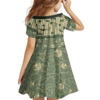 Hawaii Christmas In July Kid Short Sleeve Dress Olive Green Mele Kalikimaka Sea Animals DT05 - Polynesian Pride