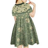 Hawaii Christmas In July Kid Short Sleeve Dress Olive Green Mele Kalikimaka Sea Animals
