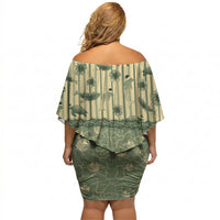 Hawaii Christmas In July Off Shoulder Short Dress Olive Green Mele Kalikimaka Sea Animals DT05 - Polynesian Pride