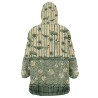 Hawaii Christmas In July Wearable Blanket Hoodie Olive Green Mele Kalikimaka Sea Animals