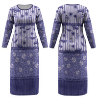 Hawaii Christmas In July Couples Matching Long Sleeve Bodycon Dress and Hawaiian Shirt Amethyst Purple Mele Kalikimaka Sea Animals DT05 - Polynesian Pride