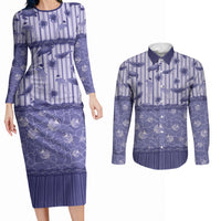 Hawaii Christmas In July Couples Matching Long Sleeve Bodycon Dress and Long Sleeve Button Shirt Amethyst Purple Mele Kalikimaka Sea Animals DT05 Purple - Polynesian Pride