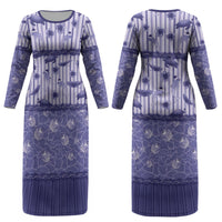 Hawaii Christmas In July Couples Matching Long Sleeve Bodycon Dress and Long Sleeve Button Shirt Amethyst Purple Mele Kalikimaka Sea Animals DT05 - Polynesian Pride