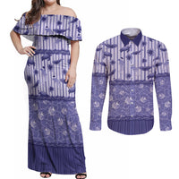 Hawaii Christmas In July Couples Matching Off Shoulder Maxi Dress and Long Sleeve Button Shirt Amethyst Purple Mele Kalikimaka Sea Animals DT05 Purple - Polynesian Pride