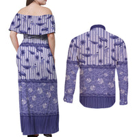 Hawaii Christmas In July Couples Matching Off Shoulder Maxi Dress and Long Sleeve Button Shirt Amethyst Purple Mele Kalikimaka Sea Animals DT05 - Polynesian Pride