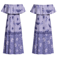 Hawaii Christmas In July Couples Matching Off Shoulder Maxi Dress and Long Sleeve Button Shirt Amethyst Purple Mele Kalikimaka Sea Animals DT05 - Polynesian Pride
