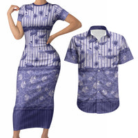 Hawaii Christmas In July Couples Matching Short Sleeve Bodycon Dress and Hawaiian Shirt Amethyst Purple Mele Kalikimaka Sea Animals DT05 Purple - Polynesian Pride