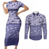 Hawaii Christmas In July Couples Matching Short Sleeve Bodycon Dress and Long Sleeve Button Shirt Amethyst Purple Mele Kalikimaka Sea Animals DT05 Purple - Polynesian Pride