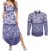 Hawaii Christmas In July Couples Matching Summer Maxi Dress and Long Sleeve Button Shirt Amethyst Purple Mele Kalikimaka Sea Animals DT05 Purple - Polynesian Pride