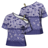 Hawaii Christmas In July Cross Shoulder Shirt Amethyst Purple Mele Kalikimaka Sea Animals