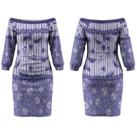 Hawaii Christmas In July Family Matching Off The Shoulder Long Sleeve Dress and Hawaiian Shirt Amethyst Purple Mele Kalikimaka Sea Animals DT05 Mom's Dress Purple - Polynesian Pride