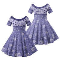 Hawaii Christmas In July Family Matching Off Shoulder Maxi Dress and Hawaiian Shirt Amethyst Purple Mele Kalikimaka Sea Animals DT05 Daughter's Dress Purple - Polynesian Pride