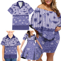 Hawaii Christmas In July Family Matching Off Shoulder Short Dress and Hawaiian Shirt Amethyst Purple Mele Kalikimaka Sea Animals DT05 - Polynesian Pride