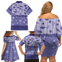 Hawaii Christmas In July Family Matching Off Shoulder Short Dress and Hawaiian Shirt Amethyst Purple Mele Kalikimaka Sea Animals DT05 Mom's Dress Purple - Polynesian Pride