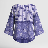 Hawaii Christmas In July Kimono Sleeve Blouse Amethyst Purple Mele Kalikimaka Sea Animals
