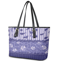Hawaii Christmas In July Leather Tote Bag Amethyst Purple Mele Kalikimaka Sea Animals