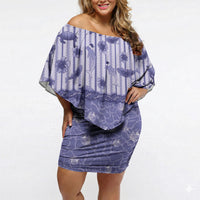 Hawaii Christmas In July Off Shoulder Short Dress Amethyst Purple Mele Kalikimaka Sea Animals DT05 Women Purple - Polynesian Pride