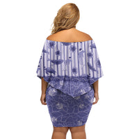 Hawaii Christmas In July Off Shoulder Short Dress Amethyst Purple Mele Kalikimaka Sea Animals DT05 - Polynesian Pride